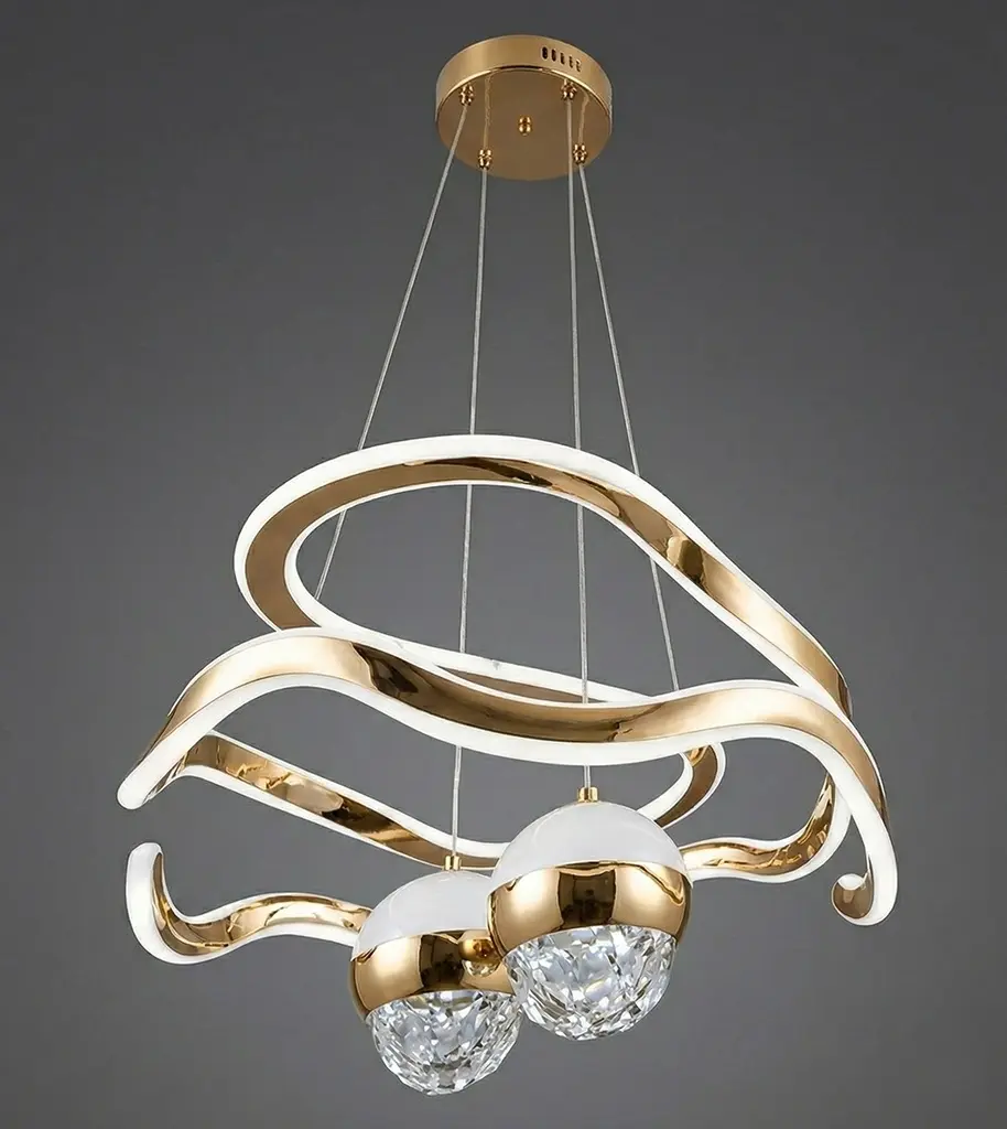 Luxury Wave Crystal LED Hanging Chandelier – Gold Finish Hanging Chandelier light