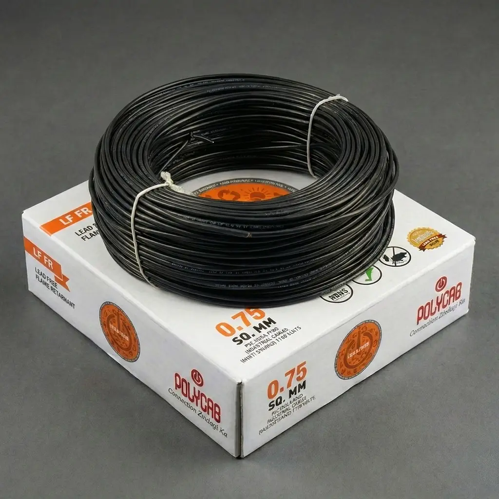 Polycab 075mm wire - black color Polycab wires