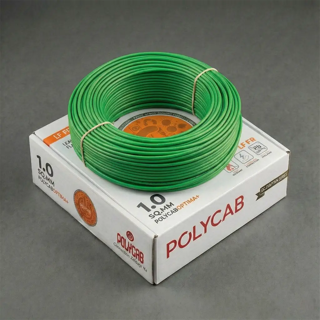 Polycab 1.0 sqmm - green color wire Polycab wires