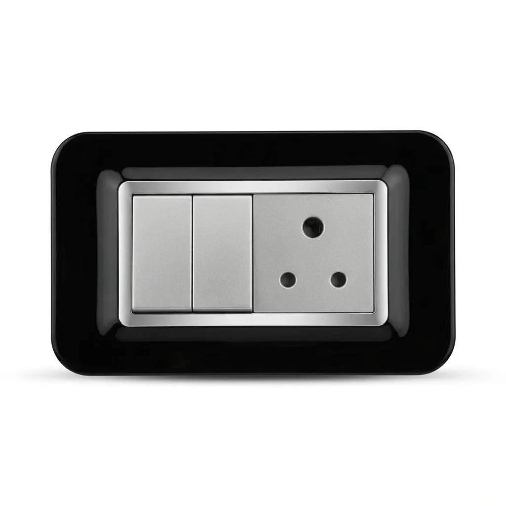 Anchor Roma Urban Lamp Black Hue Modular Plate with silver switch-socket Switch shop near me