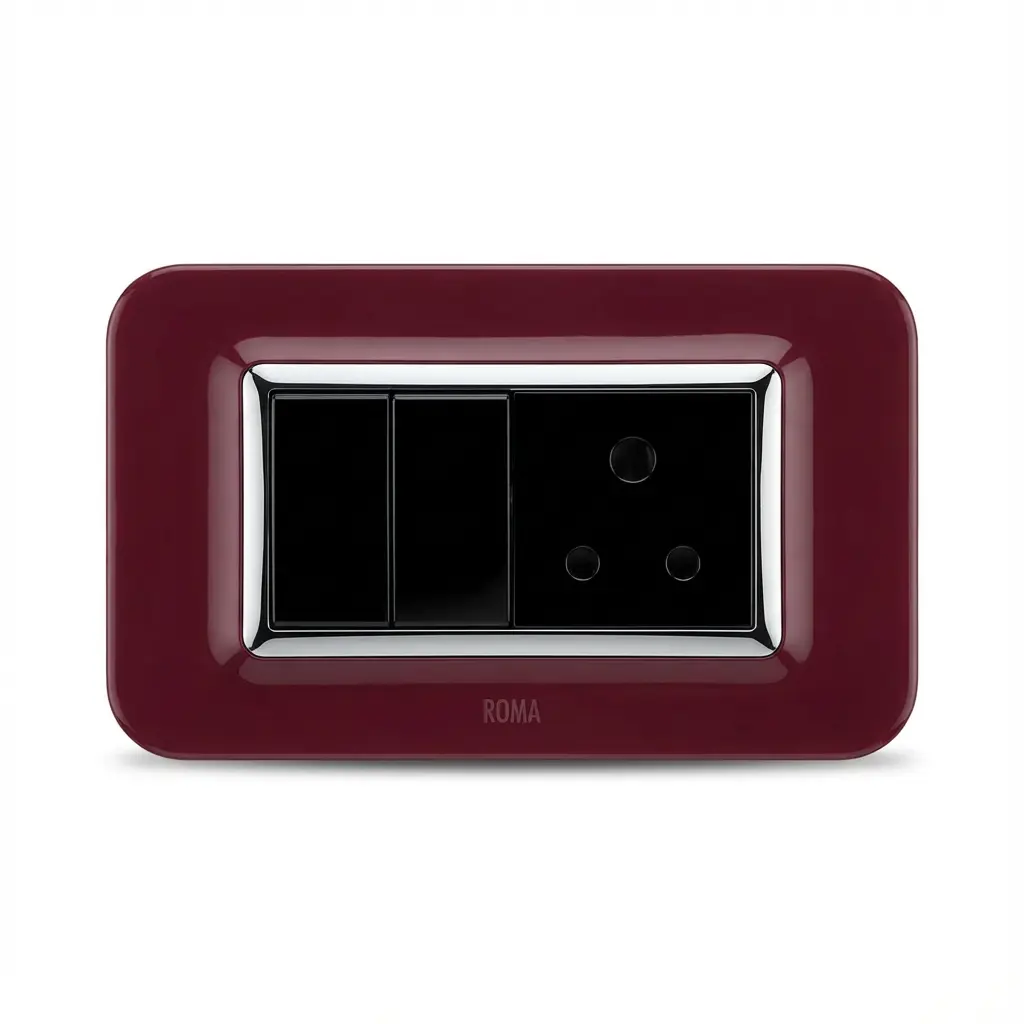Anchor Roma Urban Oriental Maroon Hue Modular Plate with black switch-socket Switch shop near me