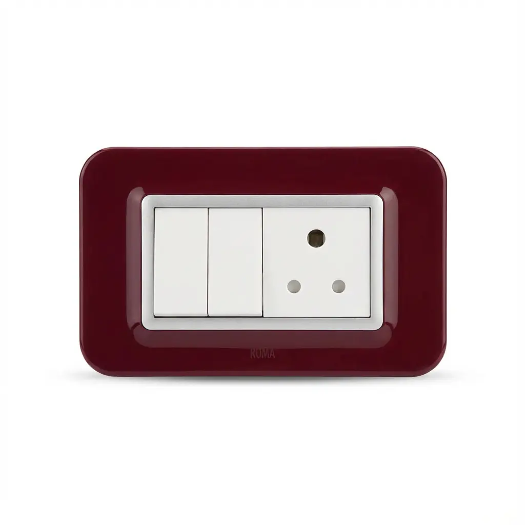 Anchor Roma Urban Oriental Maroon Hue Modular Plate with white switch-socket