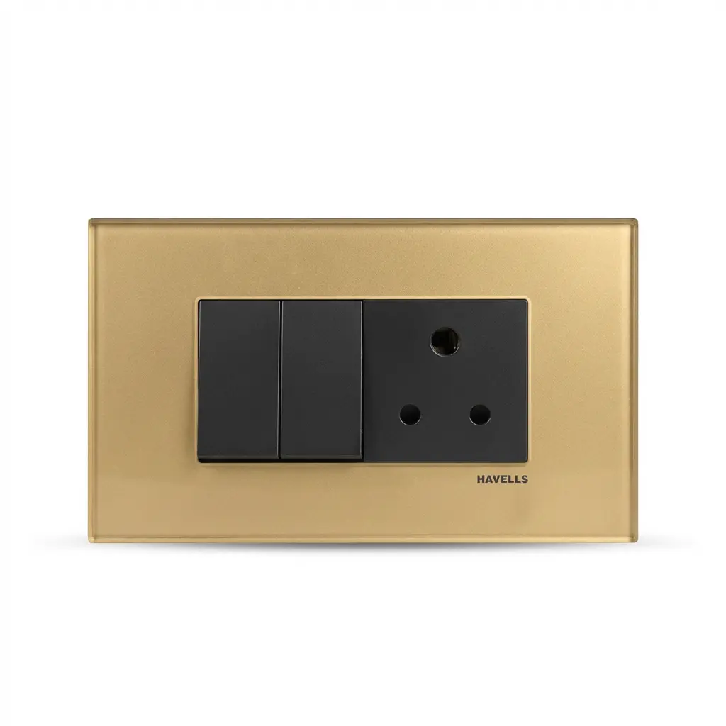 Havells Fabio Plexy Glass Gold switch shop near me